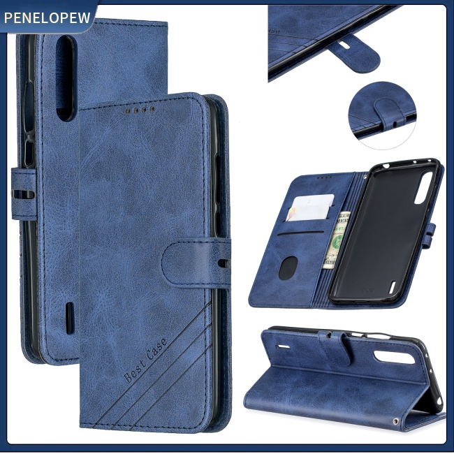 Bao Da Điện Thoại denim Màu Trơn Khóa Trước Cho xiaomi cc9-a3 lite Ốp