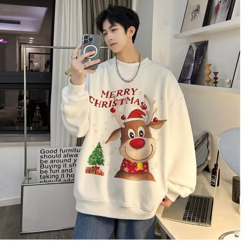 Áo sweater noel Dệt Kim Dày Dáng Rộng In Họa Tiết Giáng Sinh Cho Cặp Đôi