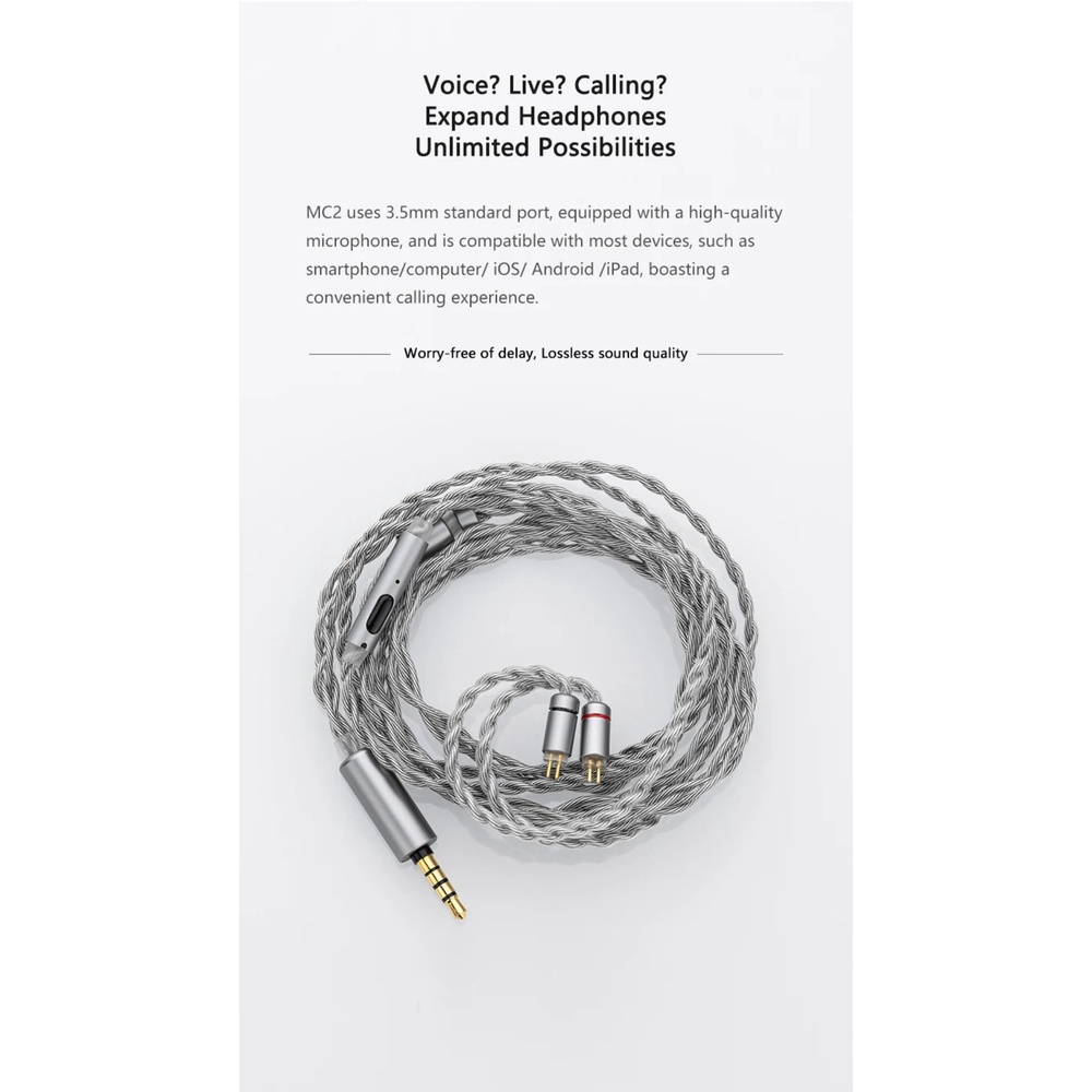 Dây Cáp Micro mc2 Nâng Cấp 3.5mm 0.78mm 2pin Mạ Đồng Không Oxy Kèm mic Cho kato aria se