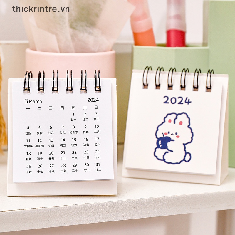 Lịch Để Bàn Th 2024 mini In Họa Tiết Hoạt Hình Dễ Thương Dùng Trang Trí Văn Phòng / Học Sinh
