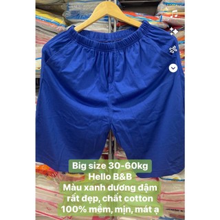 Quần ngắn bigsize hello b&b xanh dương đậm, cotton 100% mềm mịn mát | shophellobb
