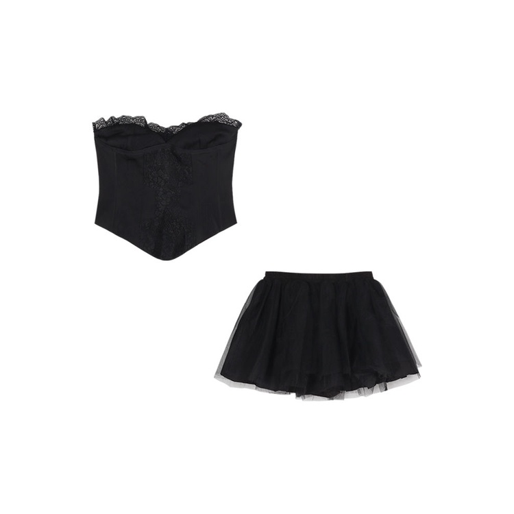 Set Áo Ống Phối Ren Và Chân Váy Phồng Quyến Rũ Mùa Hè Cho Nữ l2mq