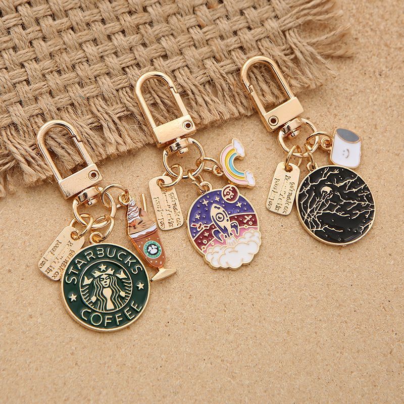 Móc Khóa Hình starbucks Hoạt Hình Phong Cách retro