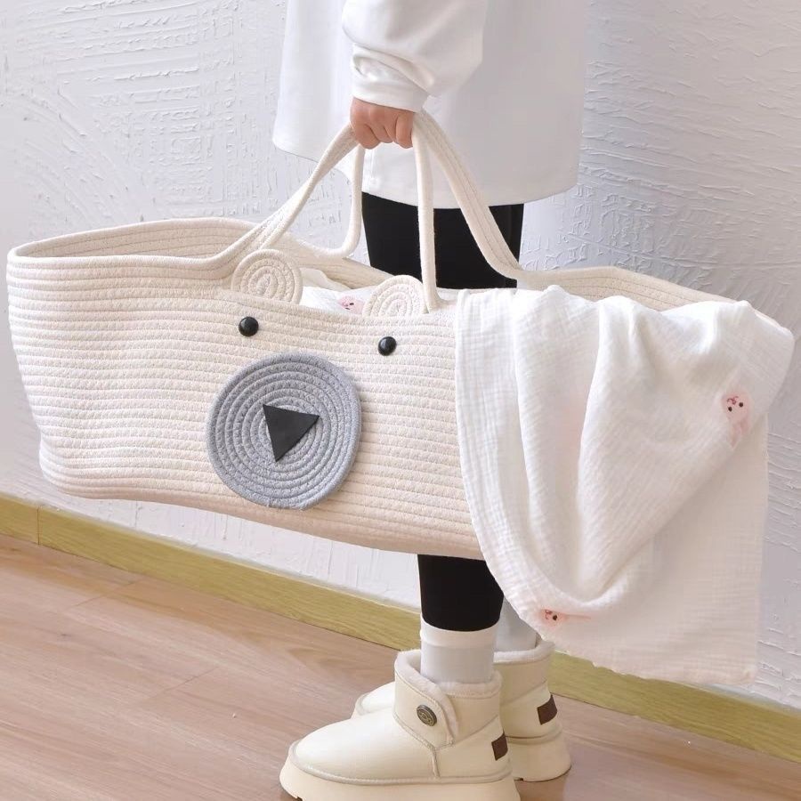 Địu trẻ sơ sinh phong cách Ins giỏ xách tay dệt cho trẻ sơ sinh ĐI CHƠI GIỎ ngủ trên xe hơi cho trẻ 