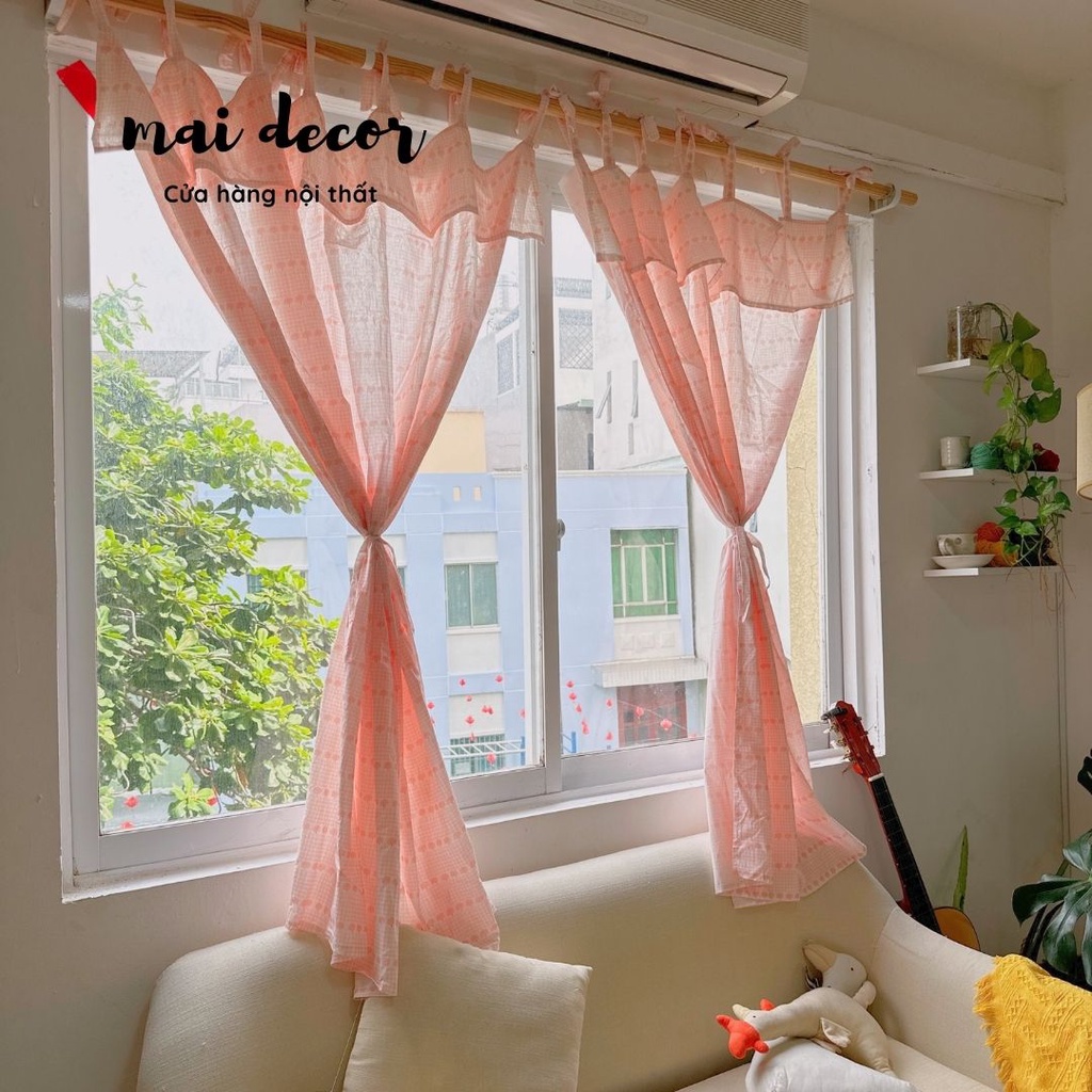 Rèm Sọc Caro Đủ Màu Họa Tiết Vintage Cửa Sổ, Rèm Cửa Ra Vào Phong Cách Đà Lạt Mộng Mơ, Nước Pháp Nên Thơ