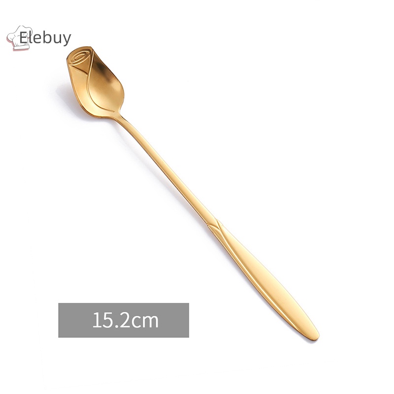 Muỗng Cà Phê Bằng Thép Không Gỉ Hình Hoa Hồng Dễ Thương