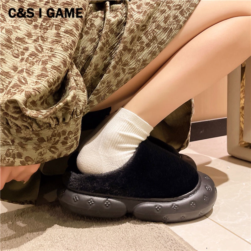 C＆S  dép nữ Dép bông Phủ Lông Dày Đế Cao 5cm Dễ Thương Thời Trang Mùa Thu Đông FDL23A0BEC 42Z231018