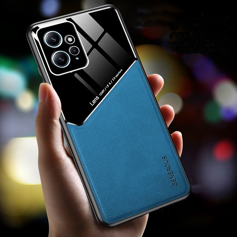 Vỏ điện thoại di động chống rơi Redmi Note 12S Note 12 Turbo Note 12 Pro Note 11S Note 11 Pro Ốp điện thoại bằng da tấm sắt tích hợp