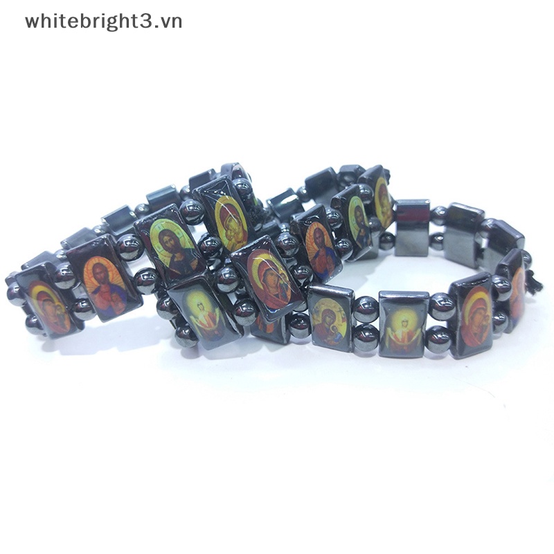 * Phong Cách Thời Trang * Vòng Tay Từ Tính Trị Mạt hematite Màu Đen Chúa Giêsu christianity