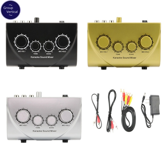 Máy Trộn Âm Thanh karaoke Kỹ Thuật Số Hai mic mini Cho Gia Đình