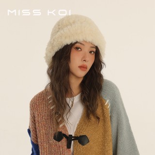 Mũ Len Dệt Kim Phối Lông Thỏ Giả Ấm Áp Thời Trang Mùa Đông Cho Nữ