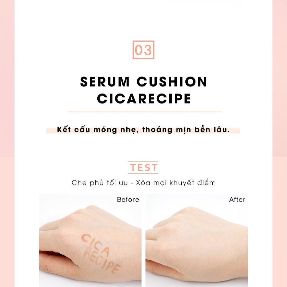 Phấn nước Beausta Cicarecipe Serum Cushion SPF50+/PA++++ 15gr