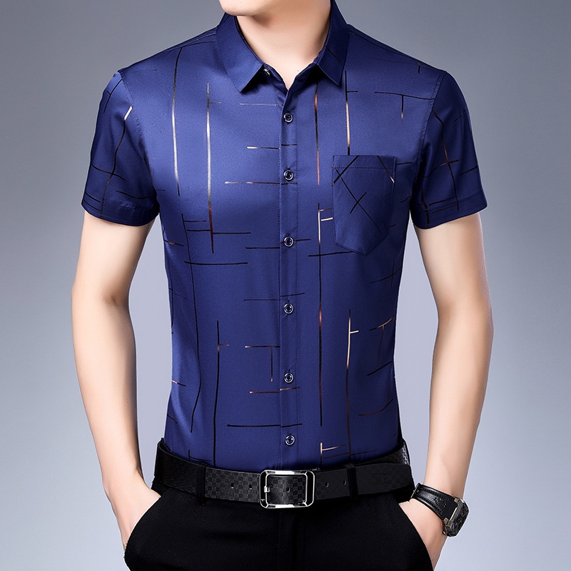 Áo Sơ Mi Nam Tay Ngắn Dáng Ôm Phong Cách Doanh Nhân Thời Trang