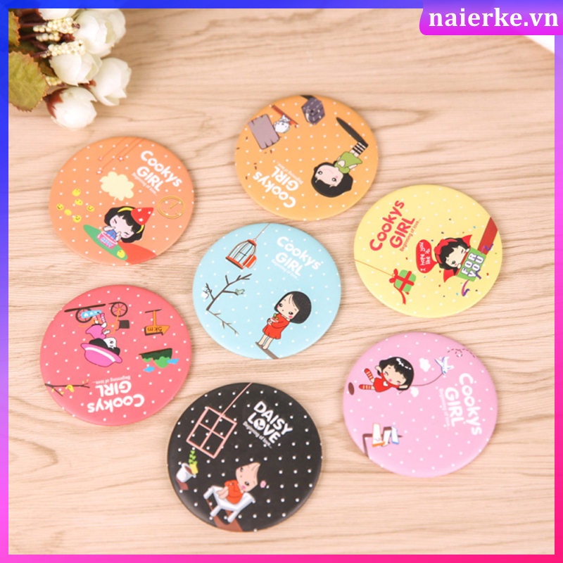 Gương Trang Điểm mini Bỏ Túi Hình Tròn Bằng Kính