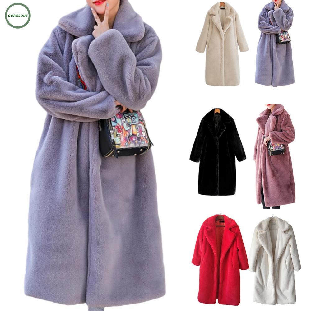 New Coming~Warm Winter Plush Coat Women's Artificial Rabbit Fur Loose Lapel Luxury#Home Essentialses