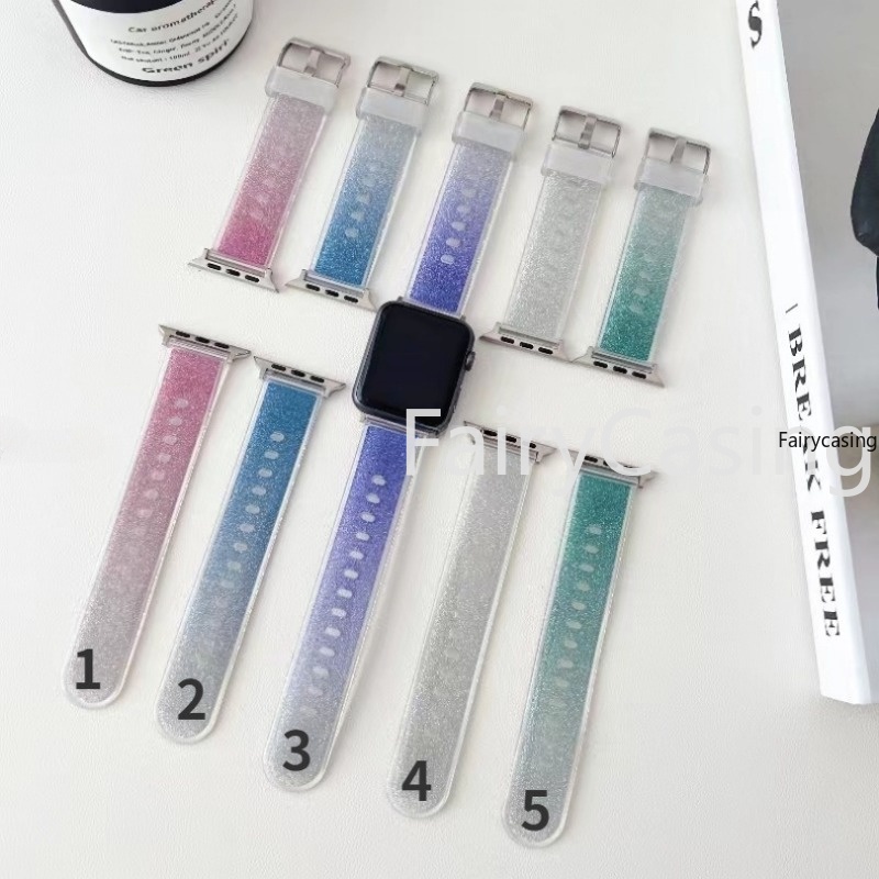 Mềm Dây Đeo Đồng Hồ Bằng silicone Lấp Lánh Cho apple watch ultra2 49mm 44mm 45mm 42mm 41mm 42mm 38mm iwatch serise 9 8 7 6 5 se 4 3