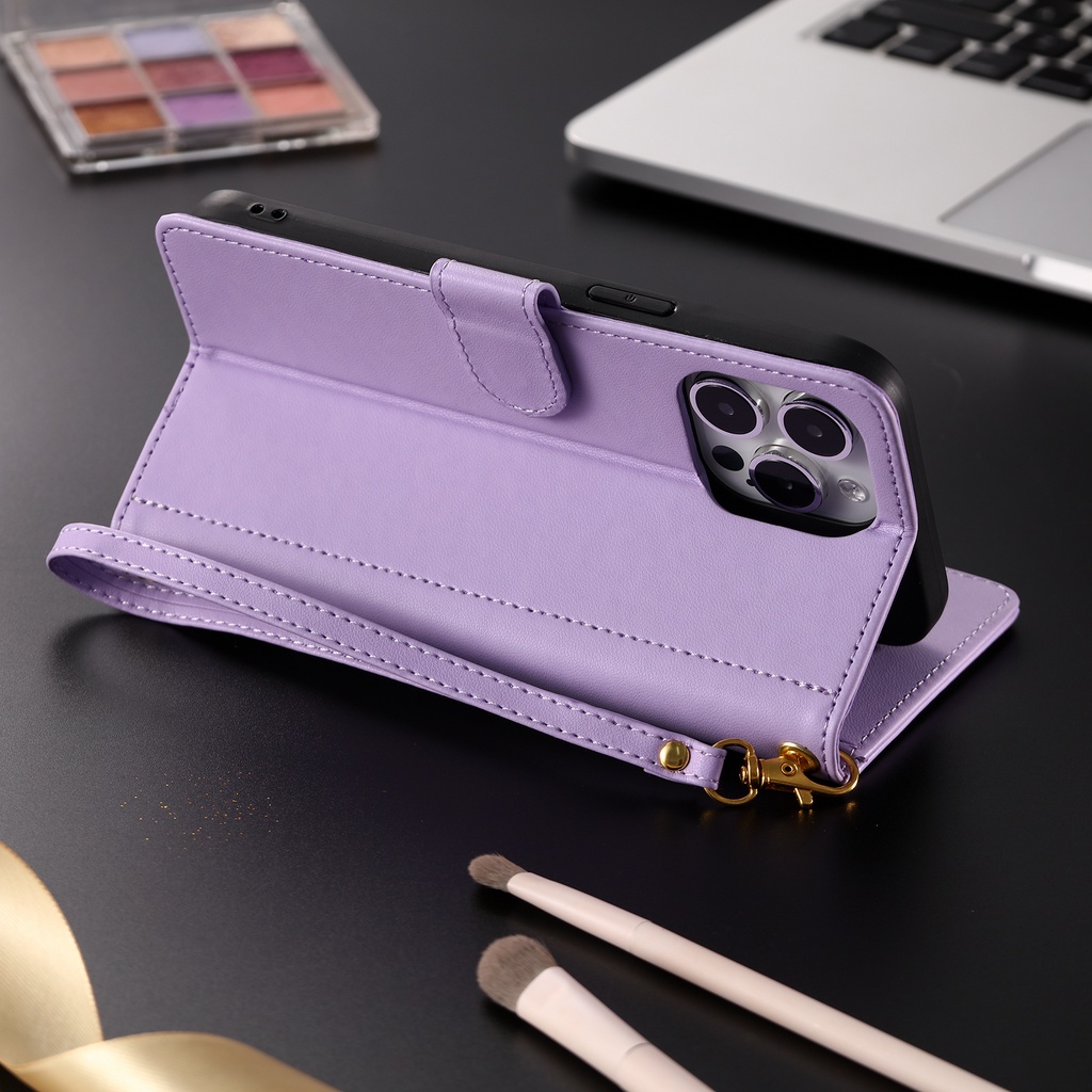 Cho iphone 15 Pro Max 15 Pro 15 Plus 14 Pro Max 14 Pro Bao Da Điện Thoại Dạng Ví Nắp Lật Nam Châm Có Ngăn Đựng Thẻ Và Dây Đeo