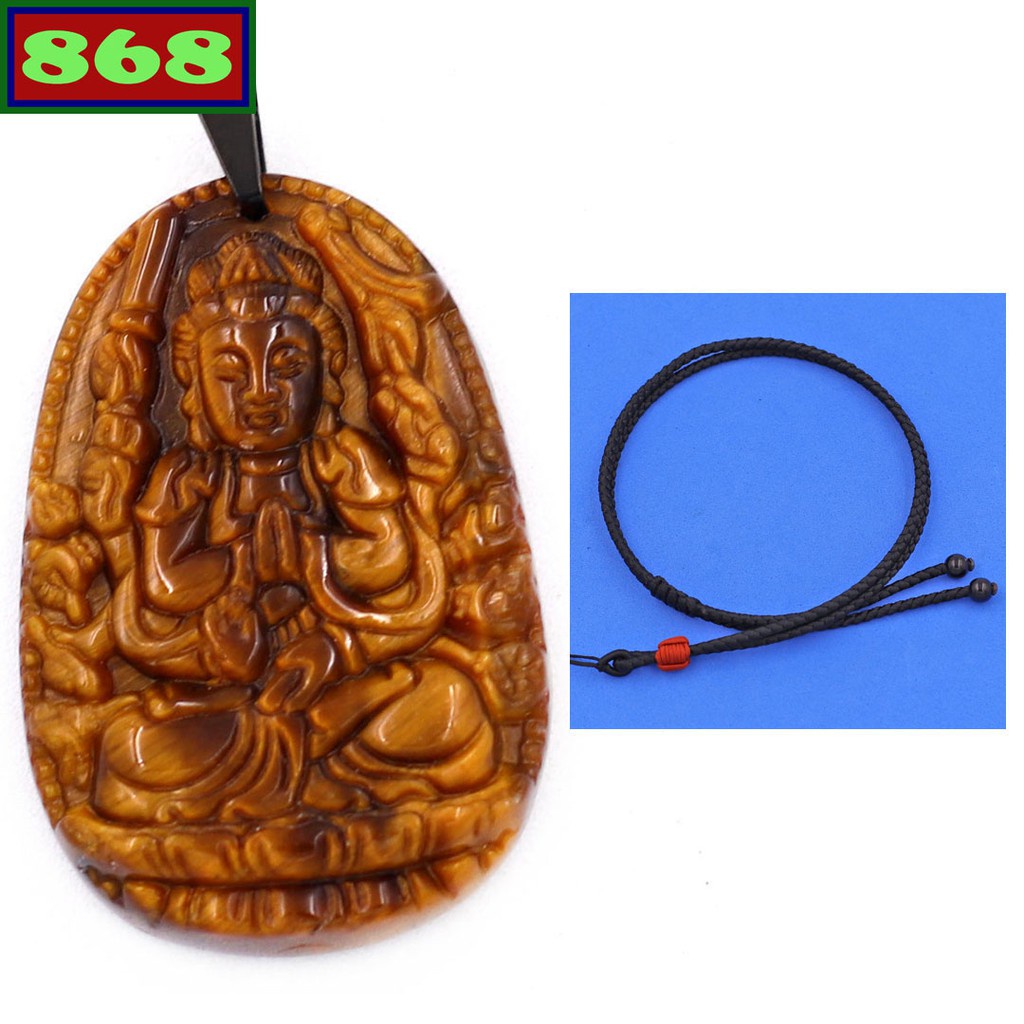 Mặt phật Thiên thủ thiên nhãn đá hổ 3.6 cm, Quan âm nghìn tay nghìn mắt