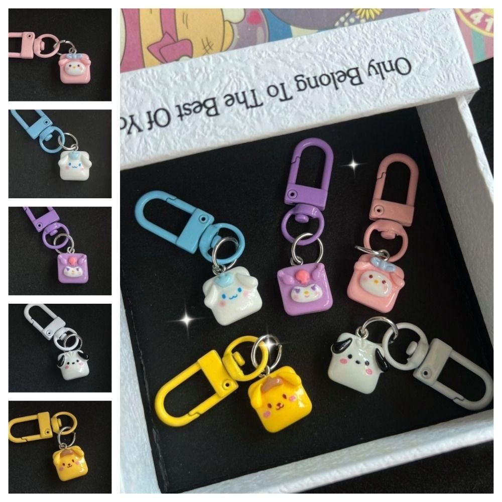 Mmluck cinnamoroll Móc Khóa resin Mặt Vuông Hình Khối Lập Phương pachacco purin kuromi anime kawaii my melody