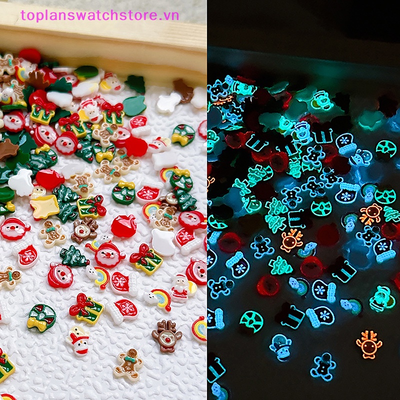 Set 20 Phụ Kiện Trang Trí Móng Tay Nghệ Thuật 3d Hình Cây Thông Giáng Sinh diy vn