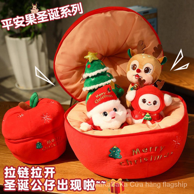 Búp Bê Nhồi Bông Hình Ông Già Noel Và Quả Táo Dễ Thương