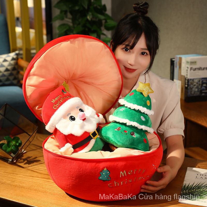 Búp Bê Nhồi Bông Hình Ông Già Noel Và Quả Táo Dễ Thương