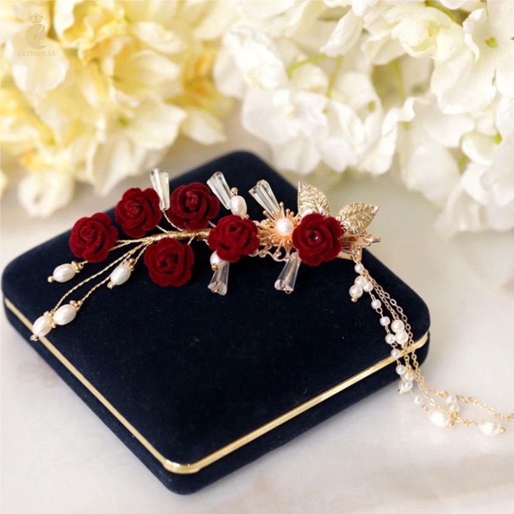 Kẹp Tóc Hoa handmade Đính Ngọc Trai
