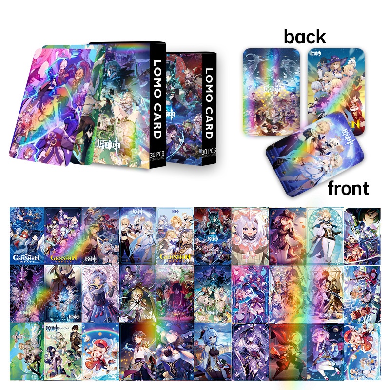 Genshin Laser Flash Lomo Card Double-sided Color Printing Photocard
