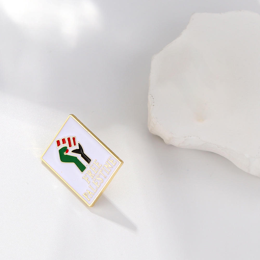 Huy Hiệu Kim Loại Hình Lá Cờ palestine