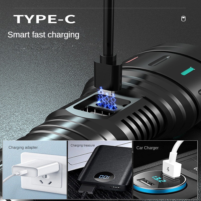Đèn Pin 600w 18650 xhp360 Siêu Sáng Chống Thấm Nước Cắm Trại Tiện Dụng