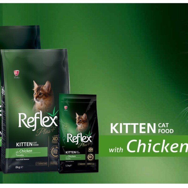 Thức ăn hạt reflex plus cho mèo lớn và mèo con gà, cá hồi, tiêu búi lông, Reflex PLUS 0.5kg và 1.5kg