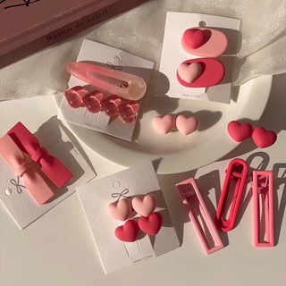 1 / 2 Kẹp Tóc Màu Hồng Đỏ Xinh Xắn Cho Nữ