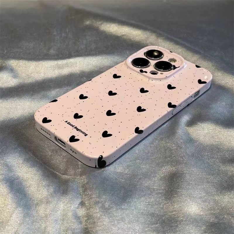 Đen Ốp Điện Thoại Cứng Hình Trái Tim Cho iphone11 13promax 7 8plus / 6s Xsfeilin 14 / 15promax