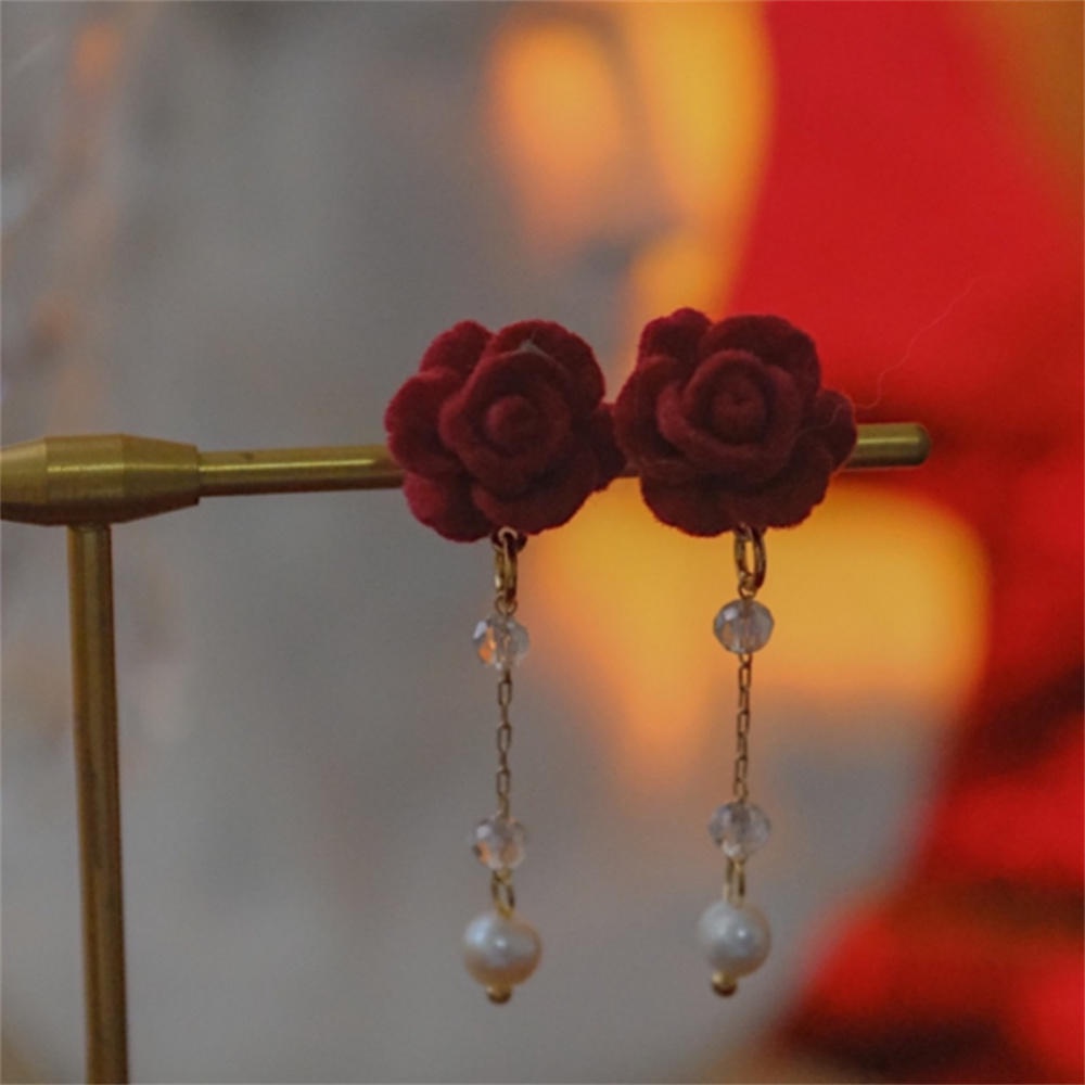 Bông Tai Tua Rua Đính Ngọc Trai Nhân Tạo Thời Trang Cho Nữ