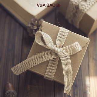 Cuộn 10m vải đay vintage làm nơ ruy băng RB09 dây trang trí vòng nguyệt quế Noel, gói quà giáng sinh