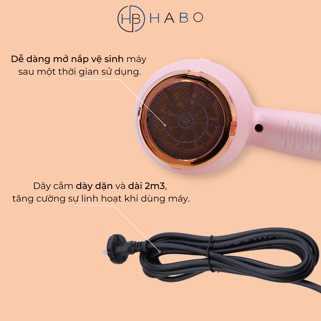 Máy sấy tóc MNH S760 2 chiều nóng lạnh, công suất lớn 2200W