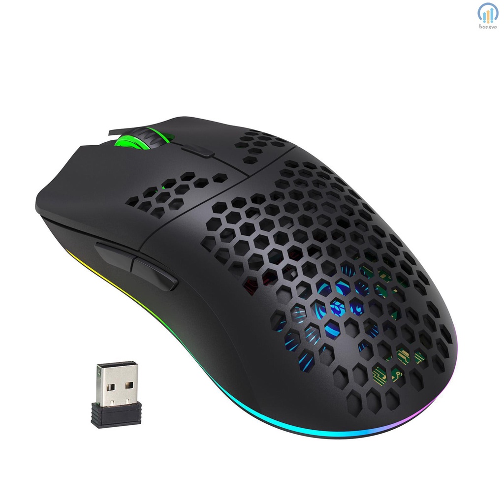 HXSJ T66 RGB Wireless Gaming Mouse with RGB Lighting Charging Computer Accessory for Desktop Laptop White
