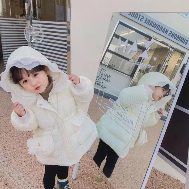 Áo Khoác cotton Đệm Nhung Dày Dặn Ấm Áp Không Giặt Phong Cách Hàn Quốc Dễ Thương Cho Bé Gái