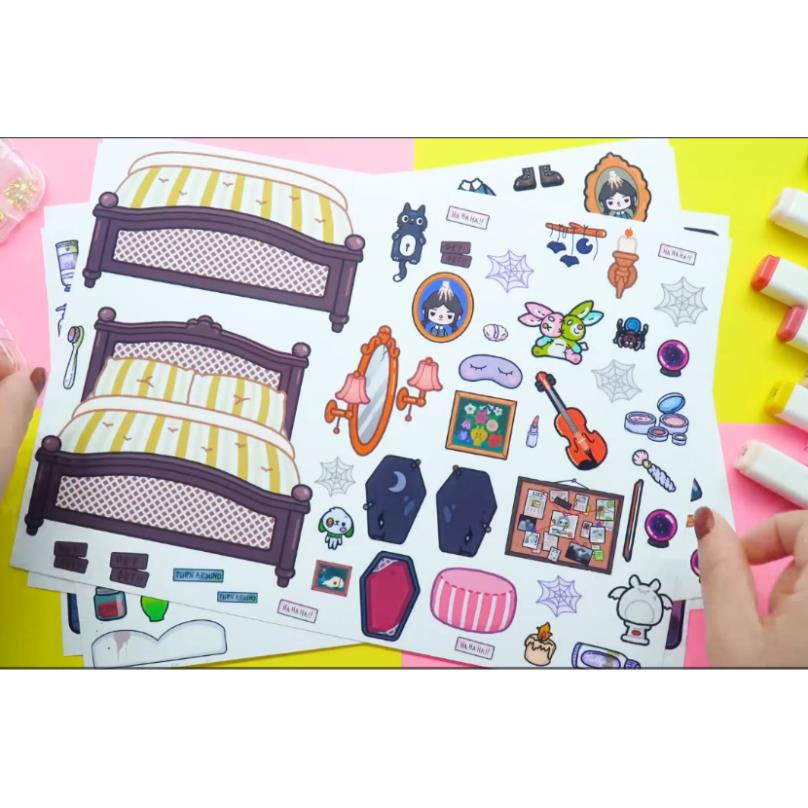 Học liệu ngôi nhà búp bê toca wednesday quite book đồ chơi montessori Zin Càu Vòng