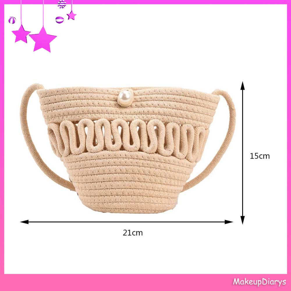 ★ Đồ Trang Điểm Trang Điểm ★ Túi Xách Đeo Vai Đan Cói cotton Mềm Thời Trang Nữ Sành Điệu