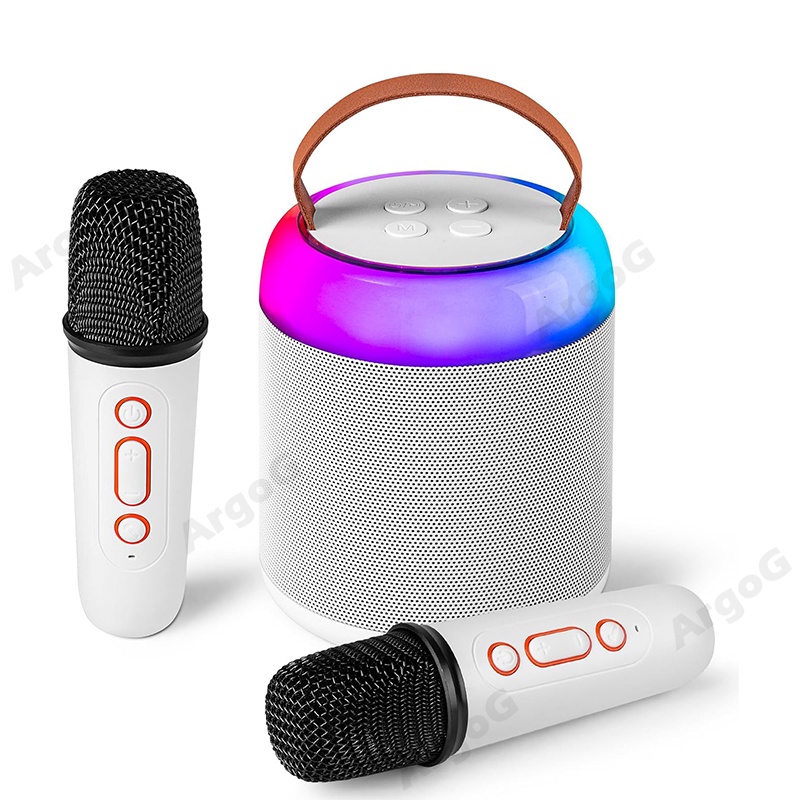 Karaoke Máy Phát Nhạc Không Dây mini Kèm Loa bluetooth 2 Micro Có Đèn rgb Cho Gia Đình / Bữa Tiệc