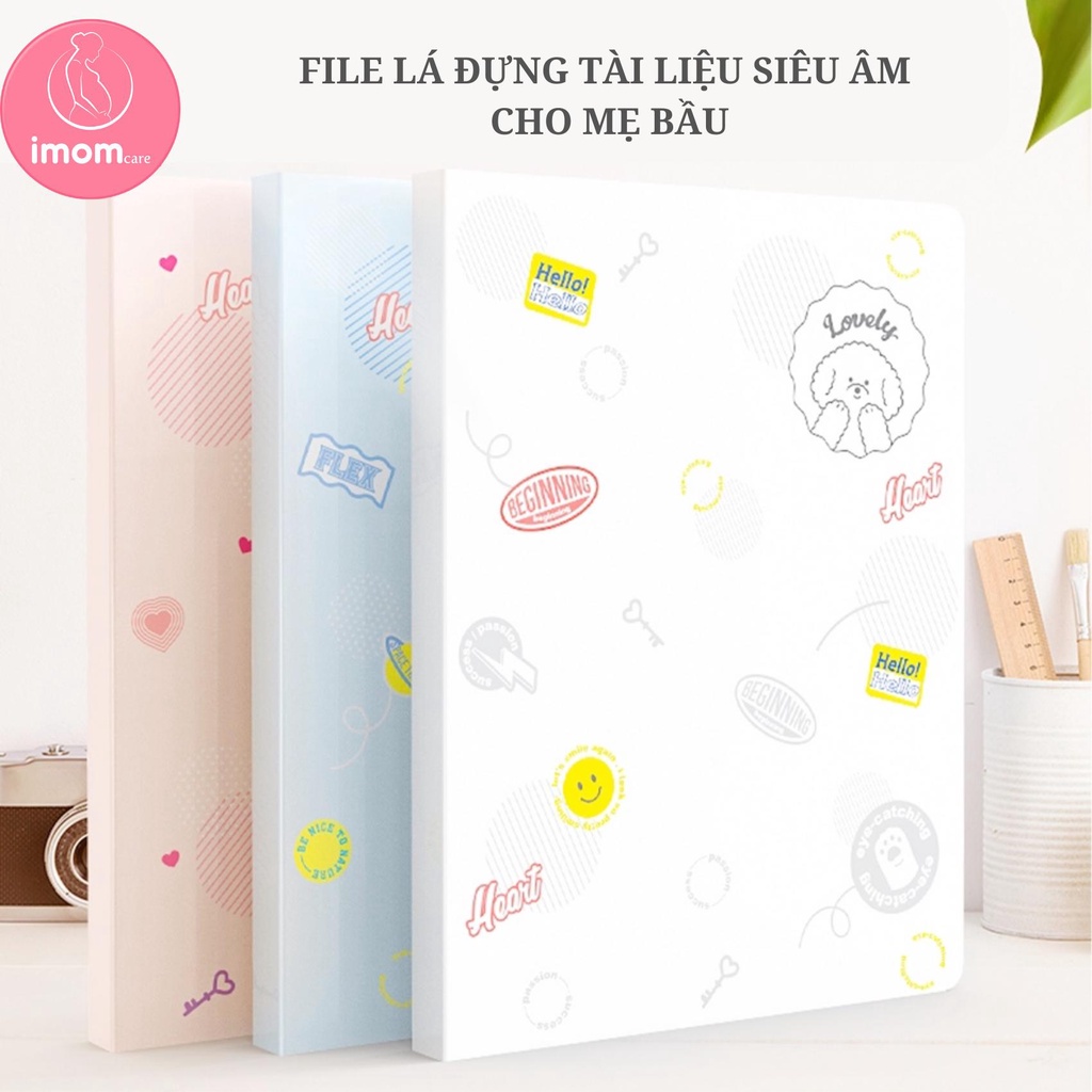 File Lá Đựng Siêu Âm Cho Mẹ Bầu 80 trang A4(40 Lá) - Lưu trữ hình ảnh, tài liệu siêu âm khám thai - imom DELI