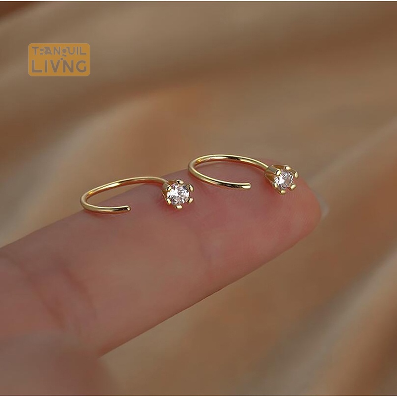 1 Đôi Bông Tai Pha Lê Thanh Lịch Thời Trang Hàn Quốc Cho Nữ