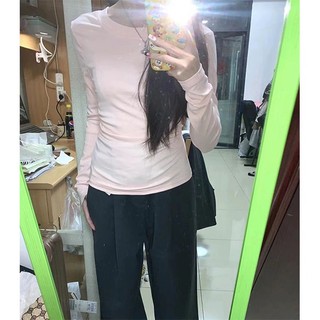 Maillard Áo Thun Tay Dài Hai Mặt Màu Trơn Dáng Ôm Dễ Phối Đồ Thời Trang Cho Bạn Gái