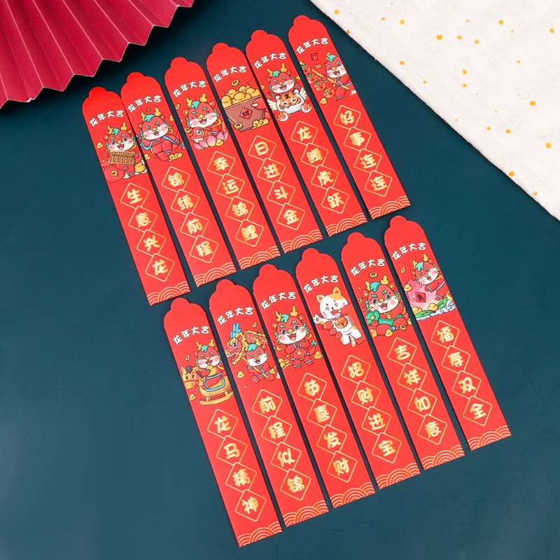Bộ 12 Bao Lì Xì Màu Đỏ May Mắn Cho Năm Mới 2024