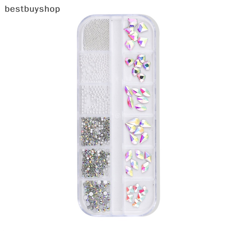 Hộp 12 Ô Đá Pha Lê 3d Lấp Lánh Trang Trí Móng Tay Nghệ Thuật Mới