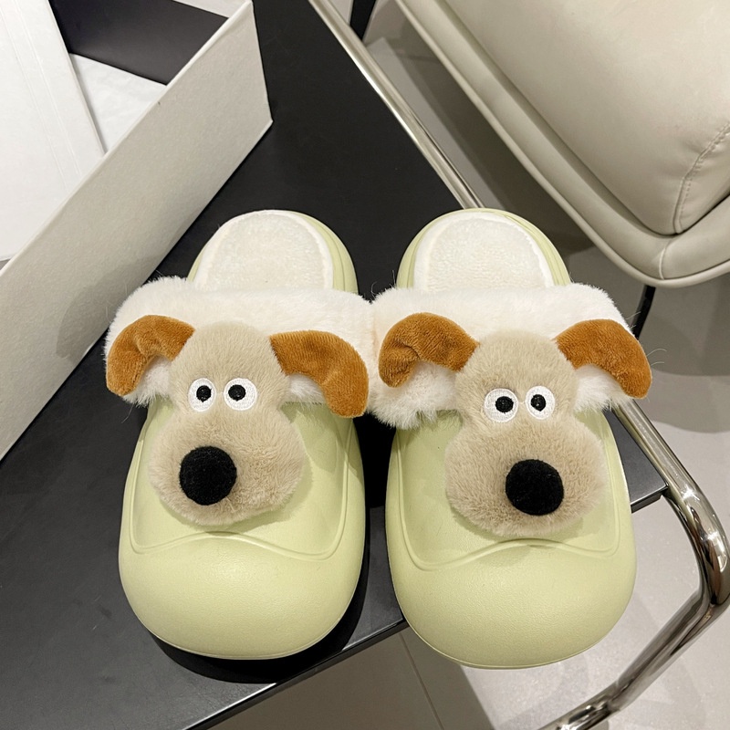 😻Dép Bông cotton Đi Trong Nhà Chống Trượt Hình Chú Chó Hoạt Hình Dễ Thương Thời Trang Thu Đông