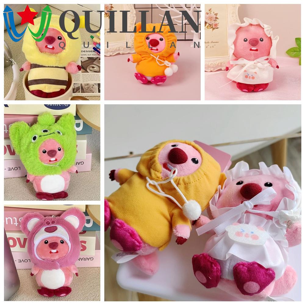 Quillan pink beaver ruby Móc Khóa Nhồi Bông Hình Động Vật Nhỏ Đội Mũ Lưỡi Trai Màu Hồng beaver ruby Insaver loopy Dễ Thương Có Thể Tháo Rời Làm Quà Tặng Cho Trẻ Em