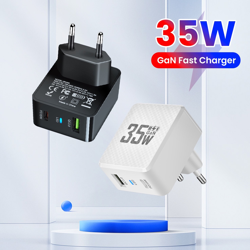 Củ Sạc Nhanh gan 35w qc3.0 us / eu / uk Cho Máy Tính / laptop xiaomi huawei
