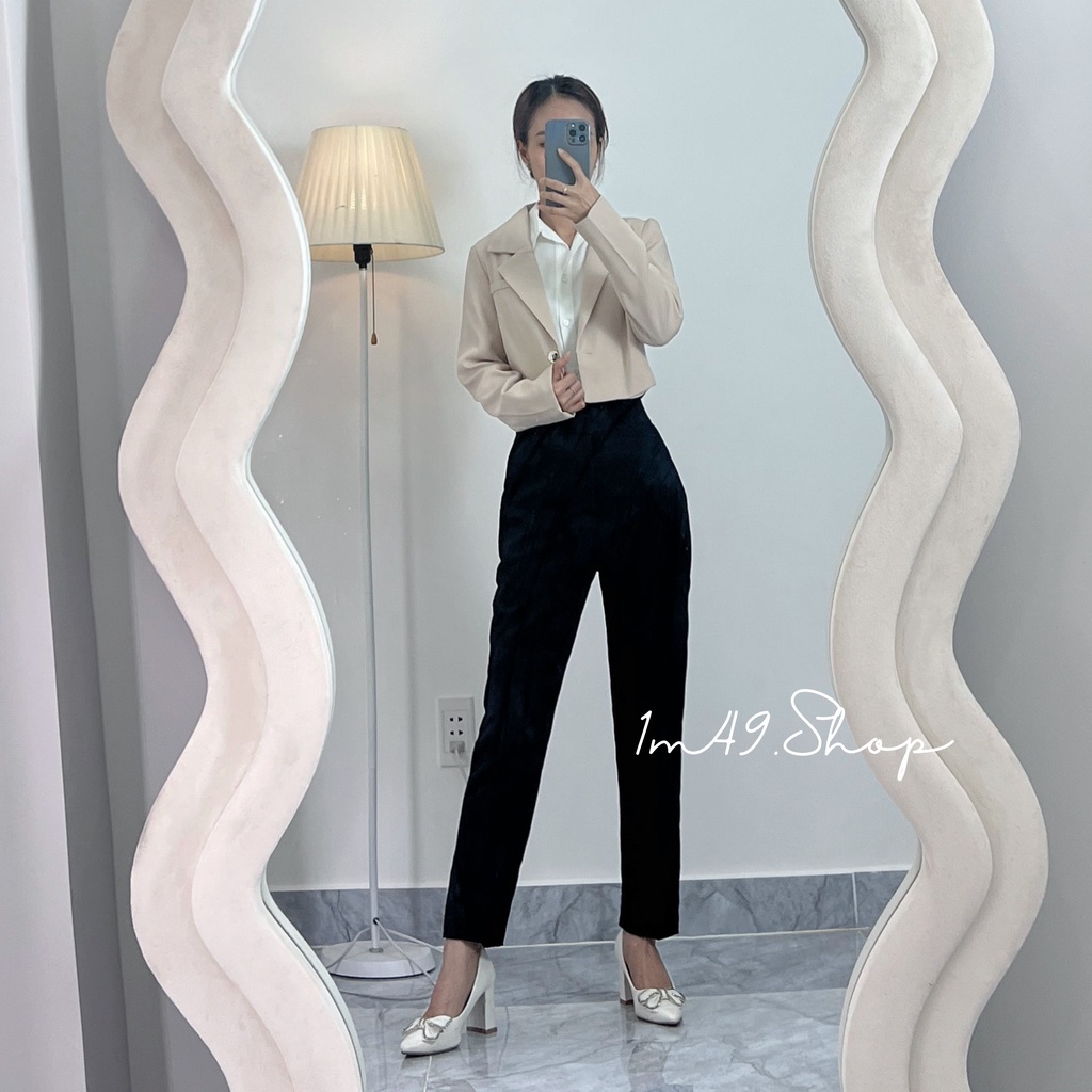 Quần Tây Cạp Cao Chất Tuyết Mưa Khóa Cài P128